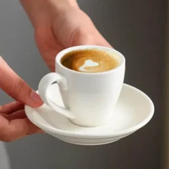 Set aus Espressotasse und Untertasse aus Keramik – 80 ml Kaffee-/Teetasse aus Porzellan
