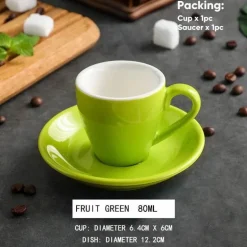 Set aus Espressotasse und Untertasse aus Keramik – 80 ml Kaffee-/Teetasse aus Porzellan