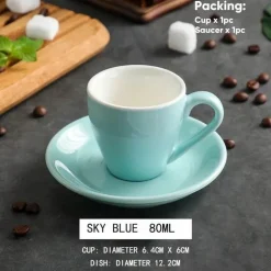 Set aus Espressotasse und Untertasse aus Keramik – 80 ml Kaffee-/Teetasse aus Porzellan