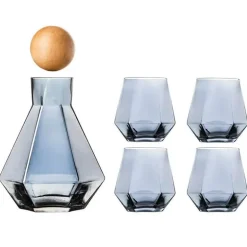 Set aus Wasserkocher und Saftkrug aus Kristallglas – elegantes, klares Trinkgeschirr