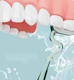 S-förmige, vertikale Zahnbürste mit weichen Borsten – ergonomisches Mundpflegewerkzeug