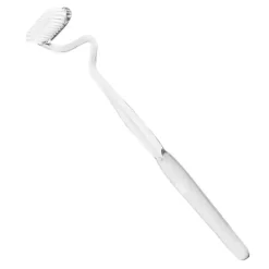 S-förmige, vertikale Zahnbürste mit weichen Borsten – ergonomisches Mundpflegewerkzeug