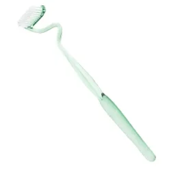 S-förmige, vertikale Zahnbürste mit weichen Borsten – ergonomisches Mundpflegewerkzeug