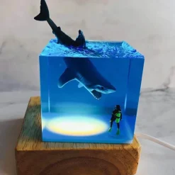 Shark Diver LED Night Light - Decorative Lamp for Kids