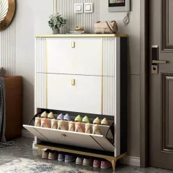 Shoe Cabinet - Elegant Storage with 3 Flip Drawers