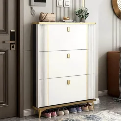 Shoe Cabinet - Elegant Storage with 3 Flip Drawers