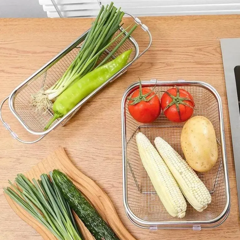 Siebgestell über der Spüle – platzsparender Küchen-Organizer