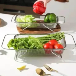 Siebgestell über der Spüle – platzsparender Küchen-Organizer