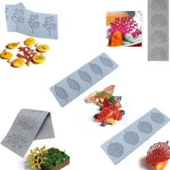 Silikonform mit Korallenzweig und Blättern für Kuchen- und Schokoladendekoration