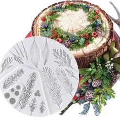 Silikonform mit Tannenzapfen und Blättern – Backwerkzeug für die Feiertage