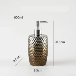 Silver Ceramic Soap Dispenser - Embossed Bathroom Decor