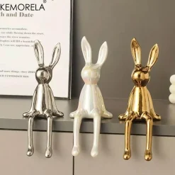 Sitzendes Kaninchen-Ornament aus Keramik – luxuriöser Wohndekor-Akzent