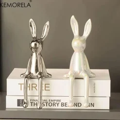 Sitzendes Kaninchen-Ornament aus Keramik – luxuriöser Wohndekor-Akzent