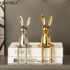 Sitzendes Kaninchen-Ornament aus Keramik – luxuriöser Wohndekor-Akzent