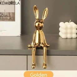 Sitzendes Kaninchen-Ornament aus Keramik – luxuriöser Wohndekor-Akzent