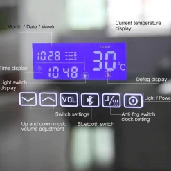 Smarter LED-Bluetooth-Badezimmerspiegel – Rahmenloses Design