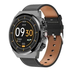 Smartwatch mit Bluetooth-Kopfhörern – klassisches Lederdesign