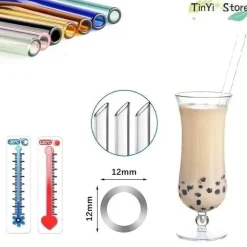 Smoothie-Strohhalme aus klarem Glas – 12 mm breit für Boba-Milchshakes