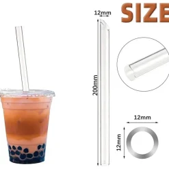 Smoothie-Strohhalme aus klarem Glas – 12 mm breit für Boba-Milchshakes