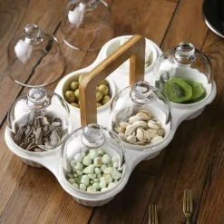 Snackteller aus Keramik mit Glasdeckel – elegante Servierplatte