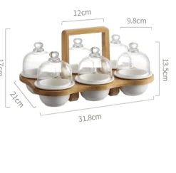 Snackteller aus Keramik mit Glasdeckel – elegante Servierplatte