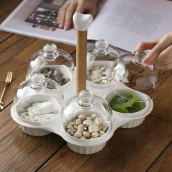 Snackteller aus Keramik mit Glasdeckel – elegante Servierplatte