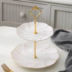 Snackteller aus Knochenporzellan mit Goldeinlage – Serviergeschirr für Früchte und Süßigkeiten