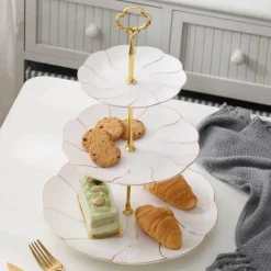 Snackteller aus Knochenporzellan mit Goldeinlage – Serviergeschirr für Früchte und Süßigkeiten