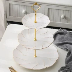 Snackteller aus Knochenporzellan mit Goldeinlage – Serviergeschirr für Früchte und Süßigkeiten