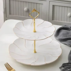 Snackteller aus Knochenporzellan mit Goldeinlage – Serviergeschirr für Früchte und Süßigkeiten