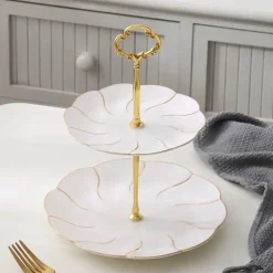 Snackteller aus Knochenporzellan mit Goldeinlage – Serviergeschirr für Früchte und Süßigkeiten