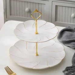 Snackteller aus Knochenporzellan mit Goldeinlage – Serviergeschirr für Früchte und Süßigkeiten