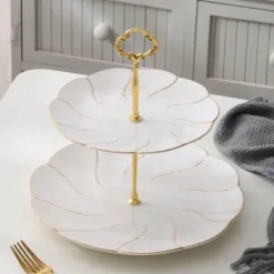 Snackteller aus Knochenporzellan mit Goldeinlage – Serviergeschirr für Früchte und Süßigkeiten