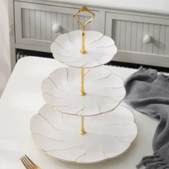Snackteller aus Knochenporzellan mit Goldeinlage – Serviergeschirr für Früchte und Süßigkeiten