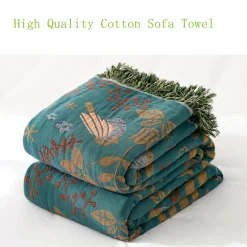 Sofabezug aus Baumwollgaze mit Vogel-Jacquardmuster – rutschfeste Ganzjahresdecke