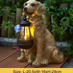Solar-Hundestatue-Lampe - Outdoor-Kunstharz-Lichtdekor