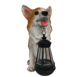 Solar-Hundestatue-Lampe - Outdoor-Kunstharz-Lichtdekor