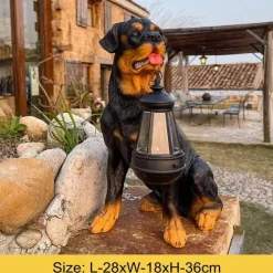 Solar-Hundestatue-Lampe - Outdoor-Kunstharz-Lichtdekor
