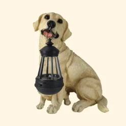 Solar-Hundestatue-Lampe - Outdoor-Kunstharz-Lichtdekor