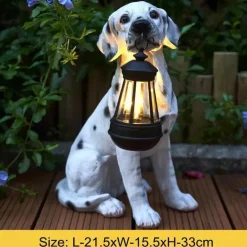 Solar-Hundestatue-Lampe - Outdoor-Kunstharz-Lichtdekor