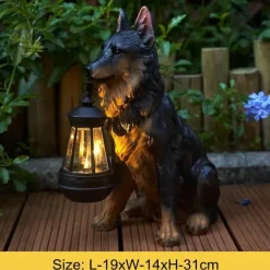 Solar-Hundestatue-Lampe - Outdoor-Kunstharz-Lichtdekor