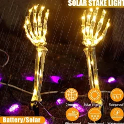 Solarleuchten mit Skelettarm – Halloween-Dekoration für draußen
