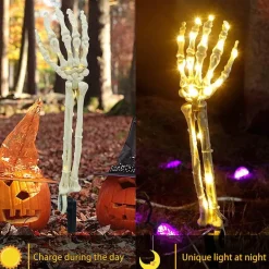 Solarleuchten mit Skelettarm – Halloween-Dekoration für draußen
