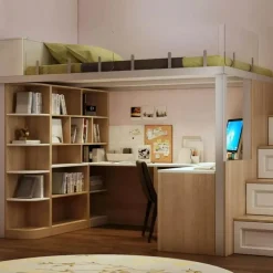 Space-Saving Bunk Bed with Modern Study Desk