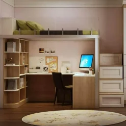 Space-Saving Bunk Bed with Modern Study Desk