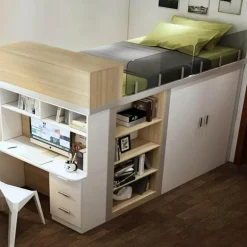Space-Saving Bunk Bed with Modern Study Desk