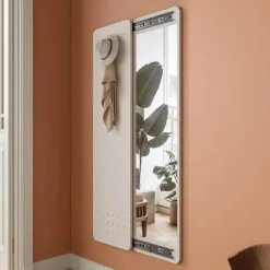 Space-Saving Hallway Mirror with Hooks - Stylish Dressing Mirror