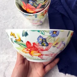 Spanisches Blumen-Porzellan-Geschirrset - Teller, Schüsseln, Tassen, Dessertteller