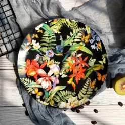 Spanisches Blumen-Porzellan-Geschirrset - Teller, Schüsseln, Tassen, Dessertteller