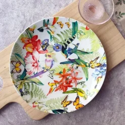 Spanisches Blumen-Porzellan-Geschirrset - Teller, Schüsseln, Tassen, Dessertteller